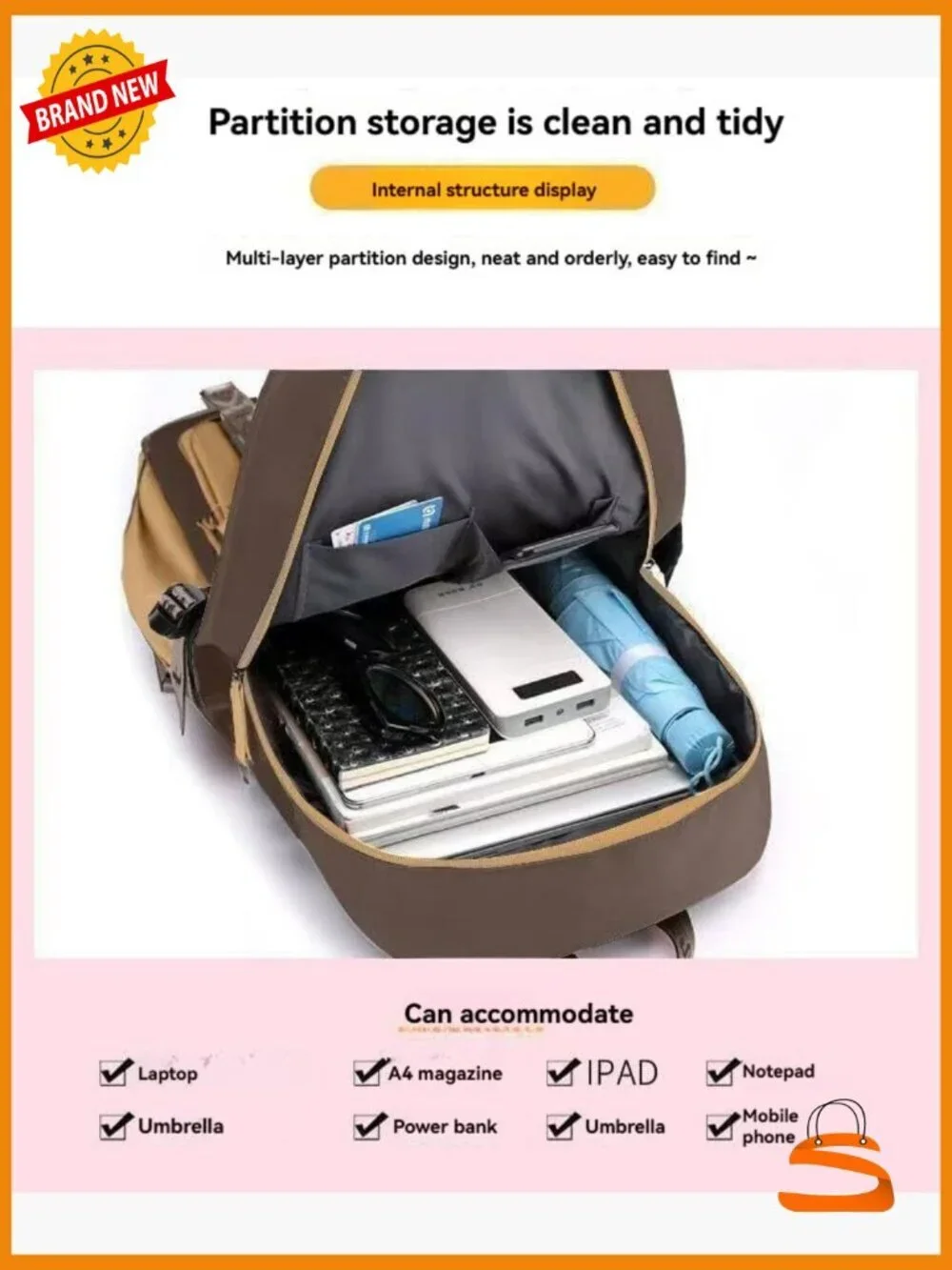 Large Capacity Waterproof Backpack with Pins and Accessories